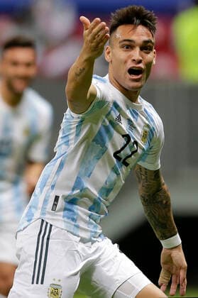 (210707) -- BRASILIA, July 7, 2021 -- Lautaro Martinez of Argentina celebrates during the 2021 Copa America Semifinals football match between Argentina and Colombia in Brasilia, Brazil, on July 6, 2021. (Photo by Xinhua) (SP)BRAZIL-BRASILIA-COPA AMERICA-SEMIFINALS-ARGENTINA VS COLOMBIA LucioxTavora 