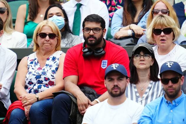 Mandatory Credit: Photo by Javier Garcia Shutterstock (12199110ae) England fan on Centre Court Wimbledon Tennis Championships, Day 9, The All England Lawn Tennis and Croquet Club, London, UK - 07 Jul 2021 Wimbledon Tennis Championships, Day 9, The All England Lawn Tennis and Croquet Club, London, UK - 07 Jul 2021  Copyright: xJavierxGarcia Shutterstockx 12199110ae