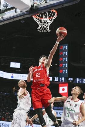 Basketball: Japan-Hungary exhibition game for Olympics Yuta Watanabe (12) of Japan s Olympic basketball team plays during the first quarter of an exhibition game against Hungary on July 7, 2021, at Okinawa Arena in Okinawa, southern Japan. 
