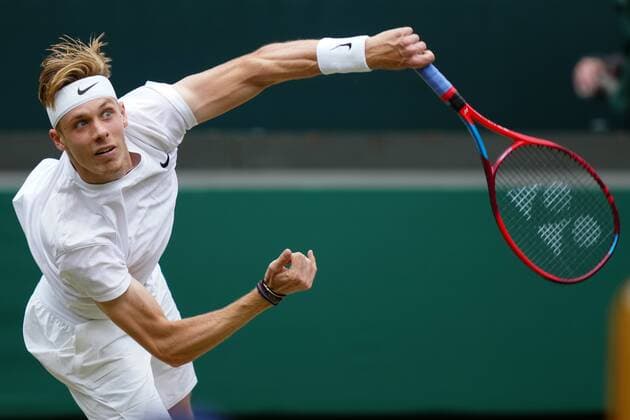 Mandatory Credit: Photo by Shutterstock (12199111aa) Denis Shapovalov during his quarter-final match Wimbledon Tennis Championships, Day 9, The All England Lawn Tennis and Croquet Club, London, UK - 07 Jul 2021 Wimbledon Tennis Championships, Day 9, The All England Lawn Tennis and Croquet Club, London, UK - 07 Jul 2021  Copyright: xShutterstockx 12199111aa