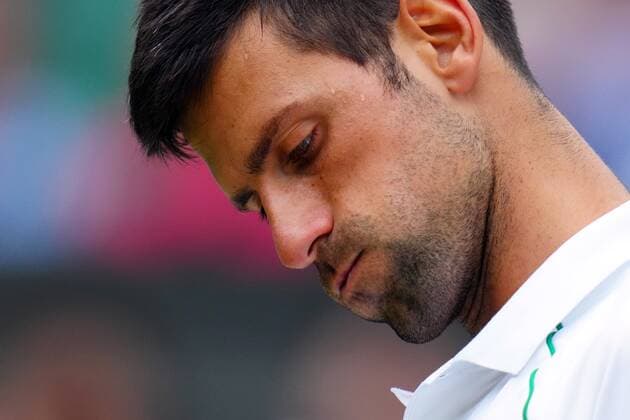 Mandatory Credit: Photo by Javier Garcia Shutterstock (12199110az) Sweat on the head of Novak Djokovic during his quarter-final match Wimbledon Tennis Championships, Day 9, The All England Lawn Tennis and Croquet Club, London, UK - 07 Jul 2021 Wimbledon Tennis Championships, Day 9, The All England Lawn Tennis and Croquet Club, London, UK - 07 Jul 2021  Copyright: xJavierxGarcia Shutterstockx 12199110az