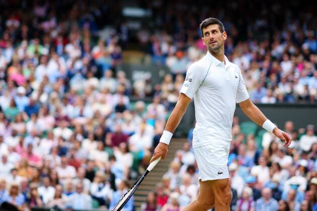 Mandatory Credit: Photo by Javier Garcia Shutterstock (12199110cw) Novak Djokovic during his quarter-final match Wimbledon Tennis Championships, Day 9, The All England Lawn Tennis and Croquet Club, London, UK - 07 Jul 2021 Wimbledon Tennis Championships, Day 9, The All England Lawn Tennis and Croquet Club, London, UK - 07 Jul 2021  Copyright: xJavierxGarcia Shutterstockx 12199110cw
