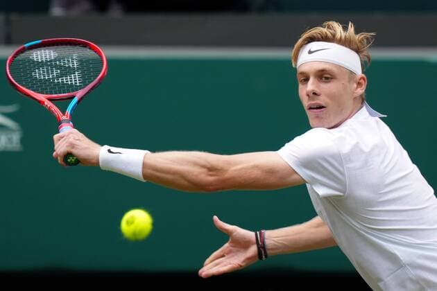 Mandatory Credit: Photo by Shutterstock (12199111cf) Denis Shapovalov during his quarter-final match Wimbledon Tennis Championships, Day 9, The All England Lawn Tennis and Croquet Club, London, UK - 07 Jul 2021 Wimbledon Tennis Championships, Day 9, The All England Lawn Tennis and Croquet Club, London, UK - 07 Jul 2021  Copyright: xShutterstockx 12199111cf
