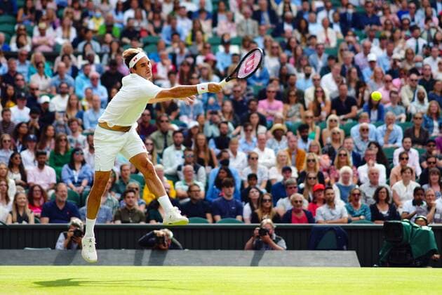 Mandatory Credit: Photo by Javier Garcia Shutterstock (12199110ez) Roger Federer during his quarter-final match Wimbledon Tennis Championships, Day 9, The All England Lawn Tennis and Croquet Club, London, UK - 07 Jul 2021 Wimbledon Tennis Championships, Day 9, The All England Lawn Tennis and Croquet Club, London, UK - 07 Jul 2021  Copyright: xJavierxGarcia Shutterstockx 12199110ez