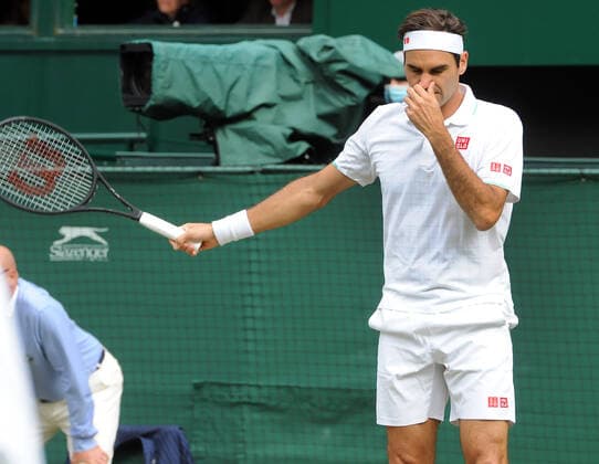 Lawn Tennis - 2021 All England Championships - Week Two - Wednesday - Wimbledon Roger Federer v Hubert Hurkacz Roger Federer on his way to defeat 