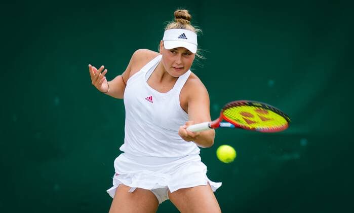 Mandatory Credit: Photo by Rob Prange Shutterstock (12200588o) Nastasja Schunk of Germany in action during the Juniors competition at the 2021 Wimbledon Championships Grand Slam tennis tournament Wimbledon Tennis Championships, Day 10, The All England Lawn Tennis and Croquet Club, London, UK - 08 Jul 2021 Wimbledon Tennis Championships, Day 10, The All England Lawn Tennis and Croquet Club, London, UK - 08 Jul 2021  Copyright: xRobxPrange Shutterstockx 12200588o