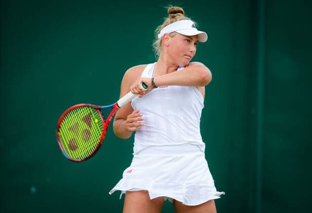 Mandatory Credit: Photo by Rob Prange Shutterstock (12200588f) Nastasja Schunk of Germany in action during the Juniors competition at the 2021 Wimbledon Championships Grand Slam tennis tournament Wimbledon Tennis Championships, Day 10, The All England Lawn Tennis and Croquet Club, London, UK - 08 Jul 2021 Wimbledon Tennis Championships, Day 10, The All England Lawn Tennis and Croquet Club, London, UK - 08 Jul 2021  Copyright: xRobxPrange Shutterstockx 12200588f