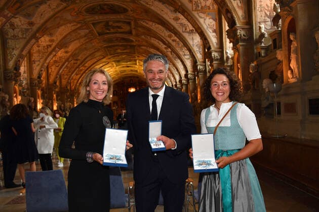 Michaela Gerg, Gerd Schönfelder and Laura Dahlmeier Award of the Bavarian Order of Merit 2021 Honour, Award Antiquarium Residenz Munich 08 July 2021