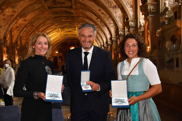 Michaela Gerg, Gerd Schönfelder and Laura Dahlmeier Award of the Bavarian Order of Merit 2021 Honour, Award Antiquarium Residenz Munich 08 July 2021