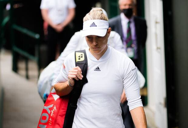 Mandatory Credit: Photo by Rob Prange Shutterstock (12200588aa) Angelique Kerber of Germany in action during the semi-final of the 2021 Wimbledon Championships Grand Slam tennis tournament Wimbledon Tennis Championships, Day 10, The All England Lawn Tennis and Croquet Club, London, UK - 08 Jul 2021 Wimbledon Tennis Championships, Day 10, The All England Lawn Tennis and Croquet Club, London, UK - 08 Jul 2021  Copyright: xRobxPrange Shutterstockx 12200588aa
