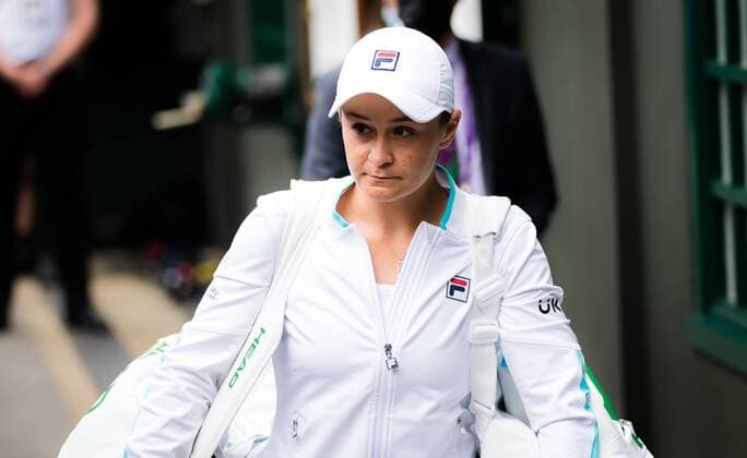 Mandatory Credit: Photo by Rob Prange Shutterstock (12200588y) Ashleigh Barty of Australia in action during the semi-final of the 2021 Wimbledon Championships Grand Slam tennis tournament Wimbledon Tennis Championships, Day 10, The All England Lawn Tennis and Croquet Club, London, UK - 08 Jul 2021 Wimbledon Tennis Championships, Day 10, The All England Lawn Tennis and Croquet Club, London, UK - 08 Jul 2021  Copyright: xRobxPrange Shutterstockx 12200588y