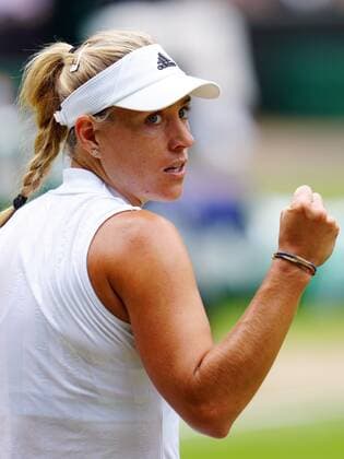 Mandatory Credit: Photo by Javier Garcia Shutterstock (12200578aq) Angelique Kerber celebrates during her semi-final match Wimbledon Tennis Championships, Day 10, The All England Lawn Tennis and Croquet Club, London, UK - 08 Jul 2021 Wimbledon Tennis Championships, Day 10, The All England Lawn Tennis and Croquet Club, London, UK - 08 Jul 2021  Copyright: xJavierxGarcia Shutterstockx 12200578aq
