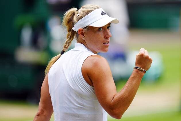 Mandatory Credit: Photo by Javier Garcia Shutterstock (12200578ar) Angelique Kerber celebrates during her semi-final match Wimbledon Tennis Championships, Day 10, The All England Lawn Tennis and Croquet Club, London, UK - 08 Jul 2021 Wimbledon Tennis Championships, Day 10, The All England Lawn Tennis and Croquet Club, London, UK - 08 Jul 2021  Copyright: xJavierxGarcia Shutterstockx 12200578ar