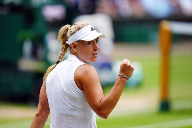 Mandatory Credit: Photo by Javier Garcia Shutterstock (12200578as) Angelique Kerber celebrates during her semi-final match Wimbledon Tennis Championships, Day 10, The All England Lawn Tennis and Croquet Club, London, UK - 08 Jul 2021 Wimbledon Tennis Championships, Day 10, The All England Lawn Tennis and Croquet Club, London, UK - 08 Jul 2021  Copyright: xJavierxGarcia Shutterstockx 12200578as