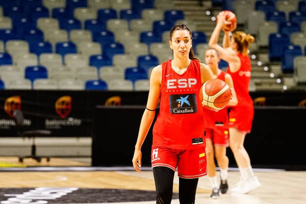July 8, 2021, Malaga, Spain: Laura Quevedo seen in action during the Training of Spain national team, Nationalteam of Female Basketball in Malaga prior to Olympic Games, Olympische Spiele, Olympia, OS Tokyo 2020. Malaga Spain - ZUMAs197 20210708_zaa_s197_025 Copyright: xFrancisxGonzalezx