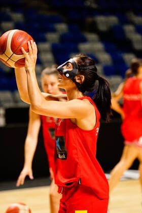 July 8, 2021, Malaga, Spain: Cristina Ouvina seen wearing a protective mask during the Training of Spain national team, Nationalteam of Female Basketball in Malaga previous to Olympic Games, Olympische Spiele, Olympia, OS Tokyo 2020 Malaga Spain - ZUMAs197 20210708_zaa_s197_029 Copyright: xFrancisxGonzalezx