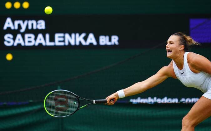 Mandatory Credit: Photo by Javier Garcia Shutterstock (12200578da) Aryna Sabalenka during her semi-final match Wimbledon Tennis Championships, Day 10, The All England Lawn Tennis and Croquet Club, London, UK - 08 Jul 2021 Wimbledon Tennis Championships, Day 10, The All England Lawn Tennis and Croquet Club, London, UK - 08 Jul 2021  Copyright: xJavierxGarcia Shutterstockx 12200578da