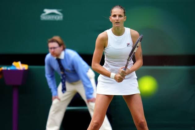 Mandatory Credit: Photo by Javier Garcia Shutterstock (12200578ft) Karolina Pliskova during her semi-final match Wimbledon Tennis Championships, Day 10, The All England Lawn Tennis and Croquet Club, London, UK - 08 Jul 2021 Wimbledon Tennis Championships, Day 10, The All England Lawn Tennis and Croquet Club, London, UK - 08 Jul 2021  Copyright: xJavierxGarcia Shutterstockx 12200578ft