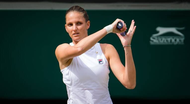 Mandatory Credit: Photo by Rob Prange Shutterstock (12200588bb) Karolina Pliskova of the Czech Republic in action during the semi-final of the 2021 Wimbledon Championships Grand Slam tennis tournament Wimbledon Tennis Championships, Day 10, The All England Lawn Tennis and Croquet Club, London, UK - 08 Jul 2021 Wimbledon Tennis Championships, Day 10, The All England Lawn Tennis and Croquet Club, London, UK - 08 Jul 2021  Copyright: xRobxPrange Shutterstockx 12200588bb