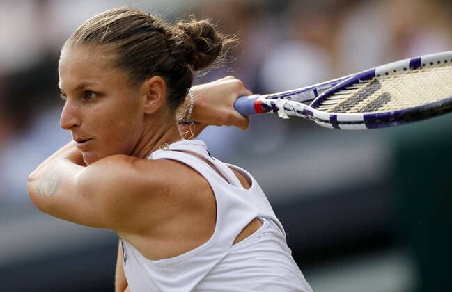 Mandatory Credit: Photo by Shutterstock (12200584p) Karolina Pliskova of Czech Republic in action Wimbledon Tennis Championships, Day 10, The All England Lawn Tennis and Croquet Club, London, UK - 08 Jul 2021 Wimbledon Tennis Championships, Day 10, The All England Lawn Tennis and Croquet Club, London, UK - 08 Jul 2021  Copyright: xShutterstockx 12200584p