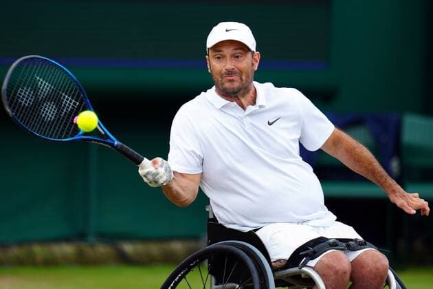 Mandatory Credit: Photo by Javier Garcia Shutterstock (12200578im) David Wagner during his his Wheelchair Singles semi-final match Wimbledon Tennis Championships, Day 10, The All England Lawn Tennis and Croquet Club, London, UK - 08 Jul 2021 Wimbledon Tennis Championships, Day 10, The All England Lawn Tennis and Croquet Club, London, UK - 08 Jul 2021  Copyright: xJavierxGarcia Shutterstockx 12200578im