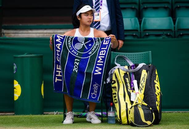 Mandatory Credit: Photo by Rob Prange Shutterstock (12200588dm) Alexandra Elara of the Philippines in action during the Juniors competition of the 2021 Wimbledon Championships Grand Slam tennis tournament Wimbledon Tennis Championships, Day 10, The All England Lawn Tennis and Croquet Club, London, UK - 08 Jul 2021 Wimbledon Tennis Championships, Day 10, The All England Lawn Tennis and Croquet Club, London, UK - 08 Jul 2021  Copyright: xRobxPrange Shutterstockx 12200588dm