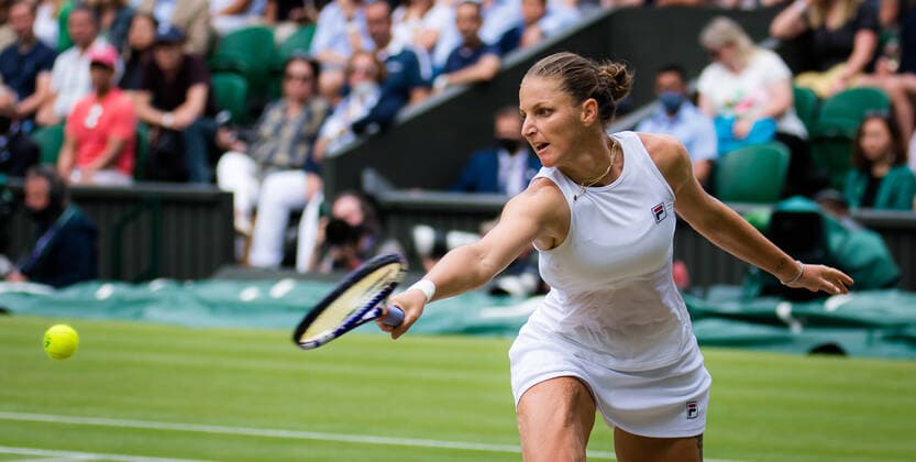 July 8, 2021, LONDON, GREAT BRITAIN: Karolina Pliskova of the Czech Republic in action during the semi-final of the 2021 Wimbledon Championships Grand Slam tennis tournament against Aryna Sabalenka of Belarus LONDON GREAT BRITAIN - ZUMAa181 20210708_zaa_a181_131 Copyright: xRobxPrangex