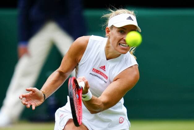 Mandatory Credit: Photo by Javier Garcia Shutterstock (12200578mk) Angelique Kerber in semi final action Wimbledon Tennis Championships, Day 10, The All England Lawn Tennis and Croquet Club, London, UK - 08 Jul 2021 Wimbledon Tennis Championships, Day 10, The All England Lawn Tennis and Croquet Club, London, UK - 08 Jul 2021  Copyright: xJavierxGarcia Shutterstockx 12200578mk