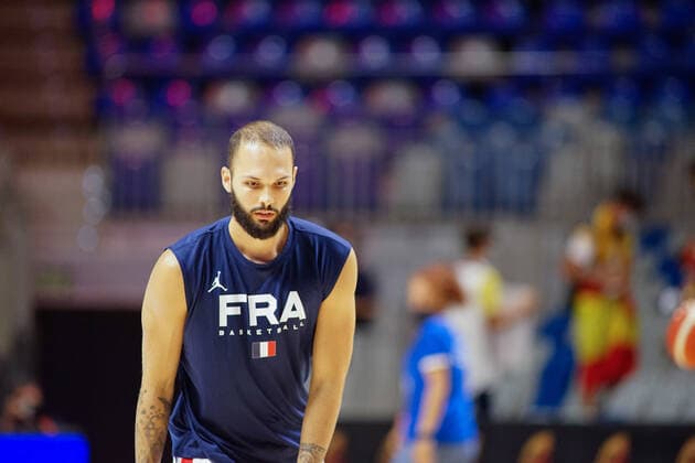 July 8, 2021, Malaga, Spain: Evan Fournier seen during a friendly basketball match between Spain and France at Palacio de los Deportes Jose Maria Martin Carpena in Malaga. Malaga Spain - ZUMAs197 20210708_zaa_s197_103 Copyright: xFrancisxGonzalezx
