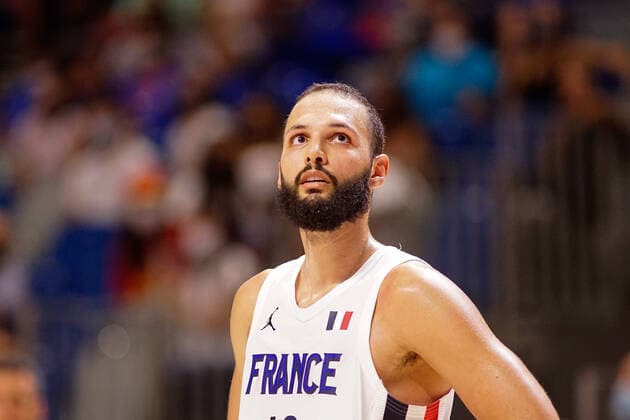 July 8, 2021, Malaga, Spain: Evan Fournier seen in action during a friendly basketball match between Spain and France at Palacio de los Deportes Jose Maria Martin Carpena in Malaga. Malaga Spain - ZUMAs197 20210708_zaa_s197_124 Copyright: xFrancisxGonzalezx