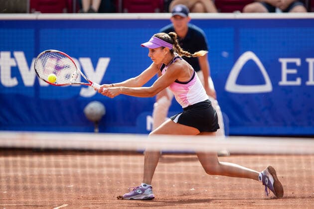 210709 Mihaela Buzarnescu, Romania, in the semifinals in singles during day 5 of the Nordea Open on July 9, 2021 in Bastad,  Copyright: MATHILDAxAHLBERG BB210709BB037