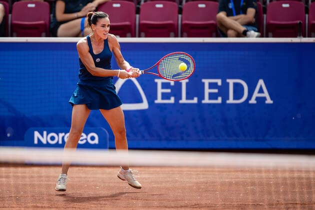 210709 Nuria Parrizas Diaz, Spain, in the semifinals in singles during day 5 of the Nordea Open on July 9, 2021 in Bastad,  Copyright: MATHILDAxAHLBERG BB210709BB038