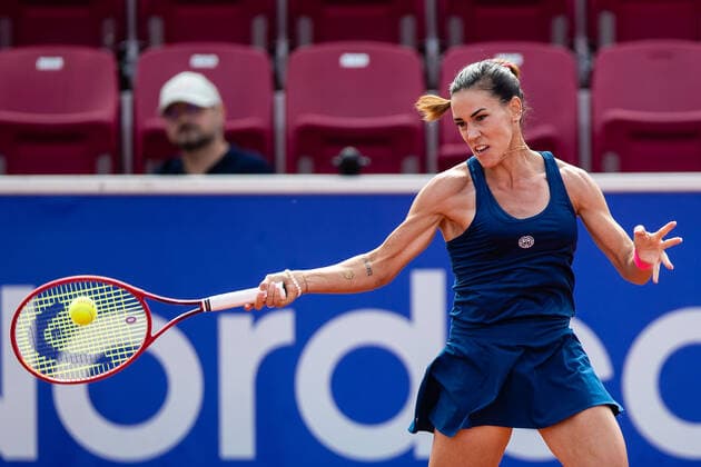 210709 Nuria Parrizas Diaz, Spain, in the semifinals in singles during day 5 of the Nordea Open on July 9, 2021 in Bastad,  Copyright: MATHILDAxAHLBERG BB210709BB045