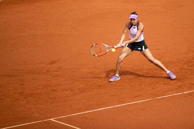 210709 Mihaela Buzarnescu, Romania, in the semifinals in singles during day 5 of the Nordea Open on July 9, 2021 in Bastad,  Copyright: MATHILDAxAHLBERG BB210709BB051