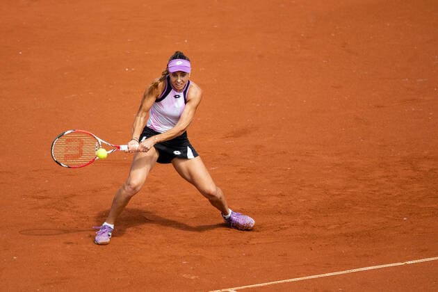 210709 Mihaela Buzarnescu, Romania, in the semifinals in singles during day 5 of the Nordea Open on July 9, 2021 in Bastad,  Copyright: MATHILDAxAHLBERG BB210709BB053