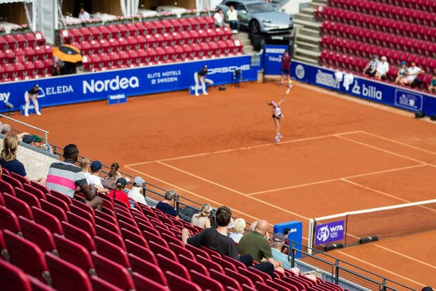 210709 Audience in the stands in the semifinals in singles during day 5 of the Nordea Open on July 9, 2021 in Bastad,  Copyright: MATHILDAxAHLBERG BB210709BB055