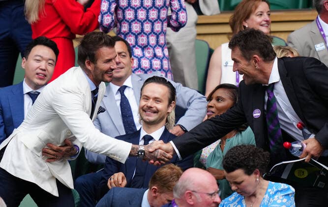 Mandatory Credit: Photo by Shutterstock (12202136h) David Beckham in the Royal Box on Centre Court Wimbledon Tennis Championships, Day 11, The All England Lawn Tennis and Croquet Club, London, UK - 09 Jul 2021 Wimbledon Tennis Championships, Day 11, The All England Lawn Tennis and Croquet Club, London, UK - 09 Jul 2021  Copyright: xShutterstockx 12202136h
