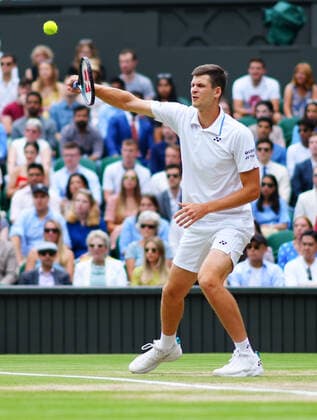 Mandatory Credit: Photo by Javier Garcia Shutterstock (12202131c) Hubert Hurkacz during his semi-final match Wimbledon Tennis Championships, Day 11, The All England Lawn Tennis and Croquet Club, London, UK - 09 Jul 2021 Wimbledon Tennis Championships, Day 11, The All England Lawn Tennis and Croquet Club, London, UK - 09 Jul 2021  Copyright: xJavierxGarcia Shutterstockx 12202131c