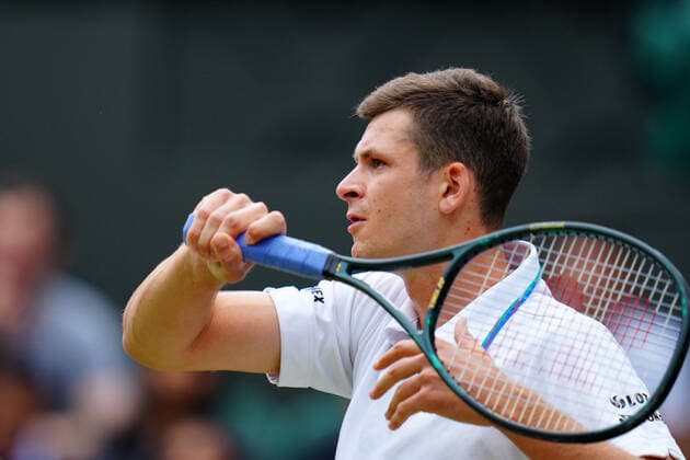 Mandatory Credit: Photo by Javier Garcia Shutterstock (12202131d) Hubert Hurkacz during his semi-final match Wimbledon Tennis Championships, Day 11, The All England Lawn Tennis and Croquet Club, London, UK - 09 Jul 2021 Wimbledon Tennis Championships, Day 11, The All England Lawn Tennis and Croquet Club, London, UK - 09 Jul 2021  Copyright: xJavierxGarcia Shutterstockx 12202131d
