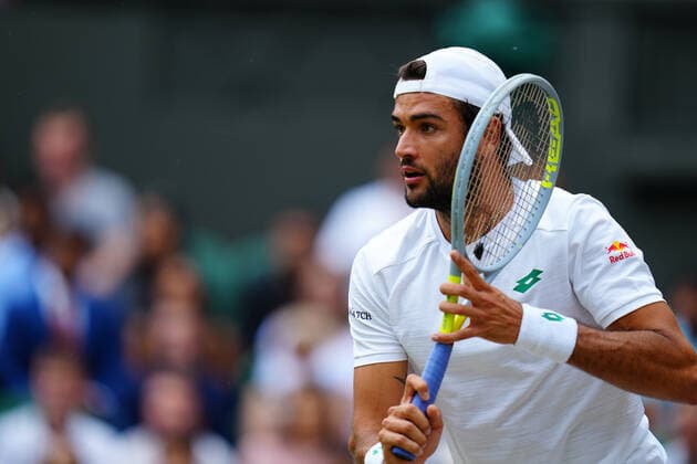 Mandatory Credit: Photo by Javier Garcia Shutterstock (12202131z) Matteo Berrettini during his semi-final match Wimbledon Tennis Championships, Day 11, The All England Lawn Tennis and Croquet Club, London, UK - 09 Jul 2021 Wimbledon Tennis Championships, Day 11, The All England Lawn Tennis and Croquet Club, London, UK - 09 Jul 2021  Copyright: xJavierxGarcia Shutterstockx 12202131z