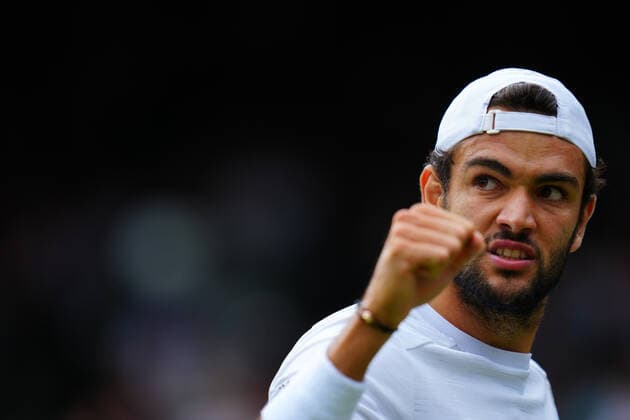 Mandatory Credit: Photo by Javier Garcia Shutterstock (12202131w) Matteo Berrettini during his semi-final match Wimbledon Tennis Championships, Day 11, The All England Lawn Tennis and Croquet Club, London, UK - 09 Jul 2021 Wimbledon Tennis Championships, Day 11, The All England Lawn Tennis and Croquet Club, London, UK - 09 Jul 2021  Copyright: xJavierxGarcia Shutterstockx 12202131w