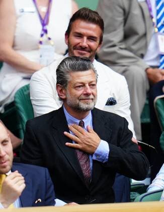 Mandatory Credit: Photo by Javier Garcia Shutterstock (12202131ai) Andy Serkis and David Beckham in the Royal Box on Centre Court Wimbledon Tennis Championships, Day 11, The All England Lawn Tennis and Croquet Club, London, UK - 09 Jul 2021 Wimbledon Tennis Championships, Day 11, The All England Lawn Tennis and Croquet Club, London, UK - 09 Jul 2021  Copyright: xJavierxGarcia Shutterstockx 12202131ai