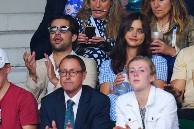Mandatory Credit: Photo by Javier Garcia Shutterstock (12202131ax) Fabien Frankel and Jenna Coleman on Centre Court Wimbledon Tennis Championships, Day 11, The All England Lawn Tennis and Croquet Club, London, UK - 09 Jul 2021 Wimbledon Tennis Championships, Day 11, The All England Lawn Tennis and Croquet Club, London, UK - 09 Jul 2021  Copyright: xJavierxGarcia Shutterstockx 12202131ax