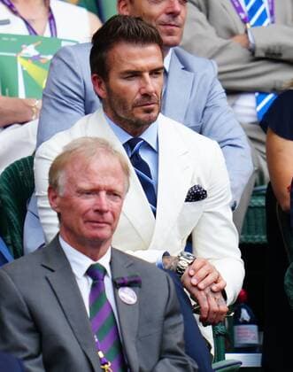 Mandatory Credit: Photo by Javier Garcia Shutterstock (12202131bb) David Beckham in the Royal Box on Centre Court Wimbledon Tennis Championships, Day 11, The All England Lawn Tennis and Croquet Club, London, UK - 09 Jul 2021 Wimbledon Tennis Championships, Day 11, The All England Lawn Tennis and Croquet Club, London, UK - 09 Jul 2021  Copyright: xJavierxGarcia Shutterstockx 12202131bb
