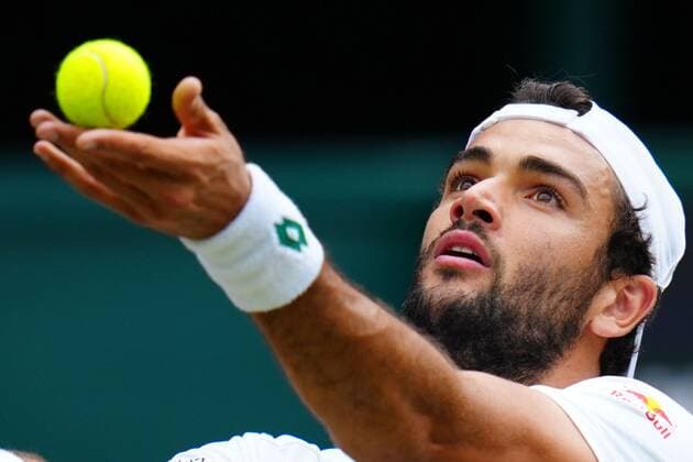 Mandatory Credit: Photo by Javier Garcia Shutterstock (12202131bj) Matteo Berrettini during his semi-final match Wimbledon Tennis Championships, Day 11, The All England Lawn Tennis and Croquet Club, London, UK - 09 Jul 2021 Wimbledon Tennis Championships, Day 11, The All England Lawn Tennis and Croquet Club, London, UK - 09 Jul 2021  Copyright: xJavierxGarcia Shutterstockx 12202131bj