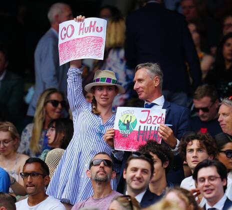 Mandatory Credit: Photo by Javier Garcia Shutterstock (12202131bn) Hubert Hurkacz fans Wimbledon Tennis Championships, Day 11, The All England Lawn Tennis and Croquet Club, London, UK - 09 Jul 2021 Wimbledon Tennis Championships, Day 11, The All England Lawn Tennis and Croquet Club, London, UK - 09 Jul 2021  Copyright: xJavierxGarcia Shutterstockx 12202131bn