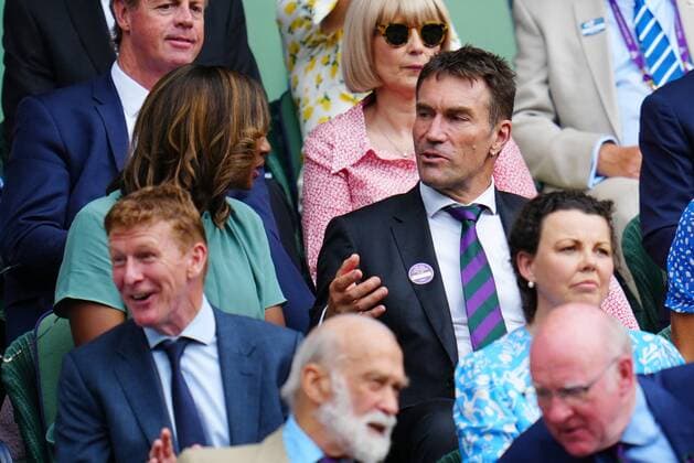 Mandatory Credit: Photo by Javier Garcia Shutterstock (12202131ch) Denise Lewis and Pat Cash in the Royal Box on Centre Court Wimbledon Tennis Championships, Day 11, The All England Lawn Tennis and Croquet Club, London, UK - 09 Jul 2021 Wimbledon Tennis Championships, Day 11, The All England Lawn Tennis and Croquet Club, London, UK - 09 Jul 2021  Copyright: xJavierxGarcia Shutterstockx 12202131ch