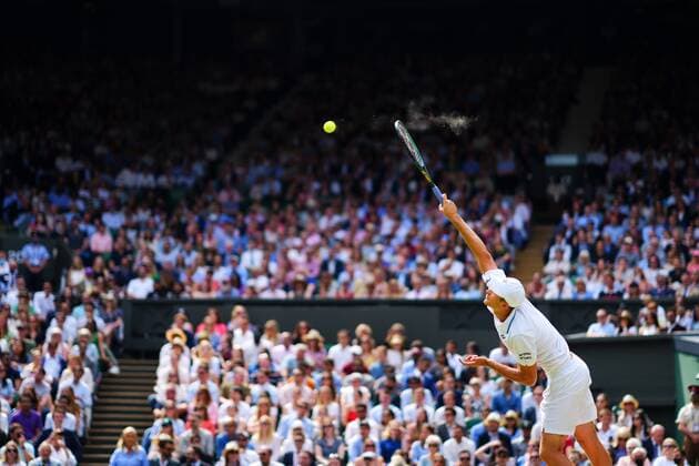 Mandatory Credit: Photo by Javier Garcia Shutterstock (12202131cq) Hubert Hurkacz during his semi-final match Wimbledon Tennis Championships, Day 11, The All England Lawn Tennis and Croquet Club, London, UK - 09 Jul 2021 Wimbledon Tennis Championships, Day 11, The All England Lawn Tennis and Croquet Club, London, UK - 09 Jul 2021  Copyright: xJavierxGarcia Shutterstockx 12202131cq