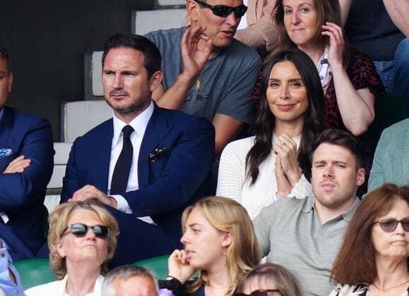 Mandatory Credit: Photo by Shutterstock (12202136bd) Frank Lampard and Christine Bleakley on Centre Court Wimbledon Tennis Championships, Day 11, The All England Lawn Tennis and Croquet Club, London, UK - 09 Jul 2021 Wimbledon Tennis Championships, Day 11, The All England Lawn Tennis and Croquet Club, London, UK - 09 Jul 2021  Copyright: xShutterstockx 12202136bd
