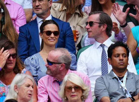 Mandatory Credit: Photo by Javier Garcia Shutterstock (12202131dl) Pippa Middleton and James Middleton watching the action on Cehtre Court Wimbledon Tennis Championships, Day 11, The All England Lawn Tennis and Croquet Club, London, UK - 09 Jul 2021 Wimbledon Tennis Championships, Day 11, The All England Lawn Tennis and Croquet Club, London, UK - 09 Jul 2021  Copyright: xJavierxGarcia Shutterstockx 12202131dl